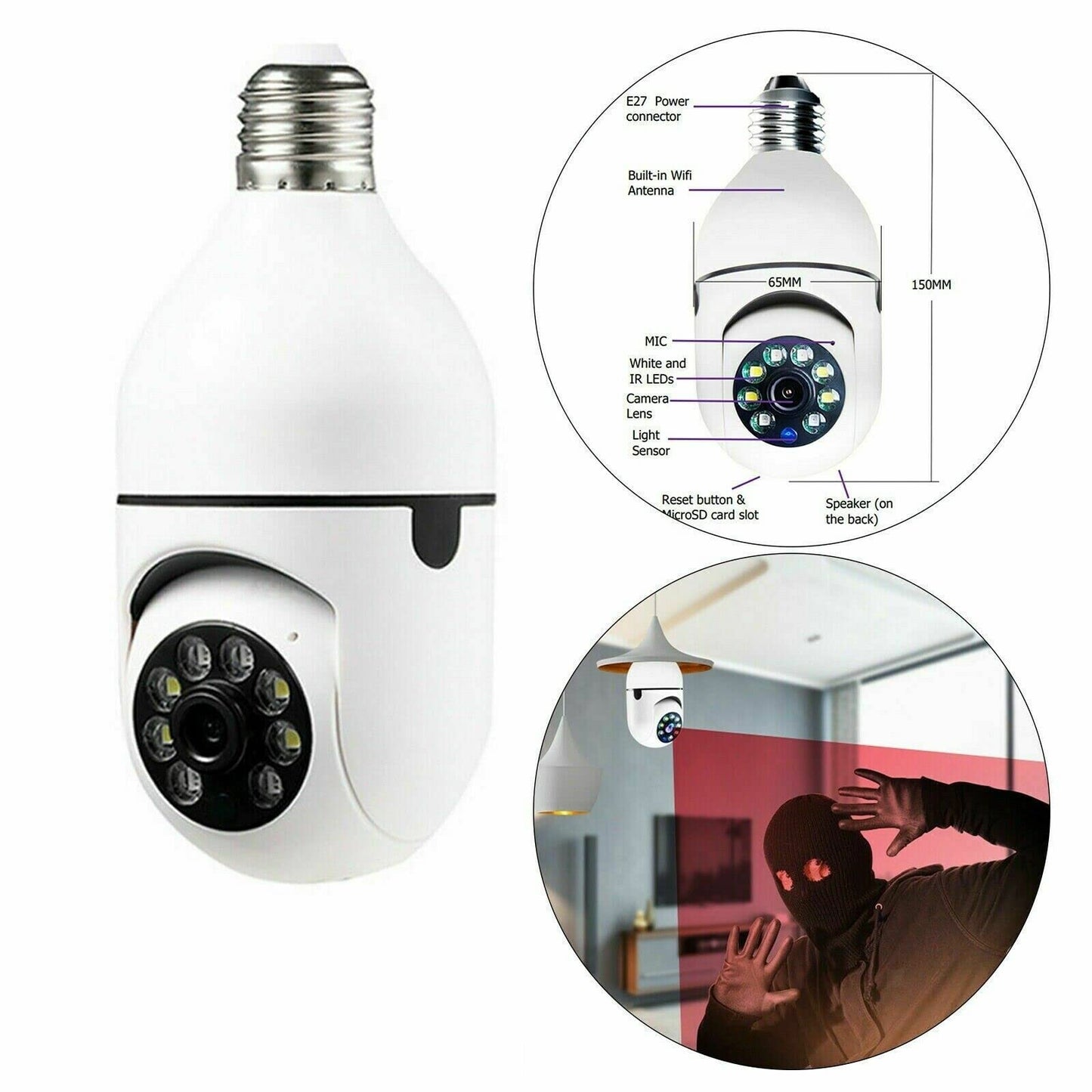 WiFi iP PTZ Sijalica Kamera – 360° Video Nadzor