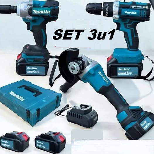 Aku bušilica, aku odvijač i aku brusilica – Set 3 u 1