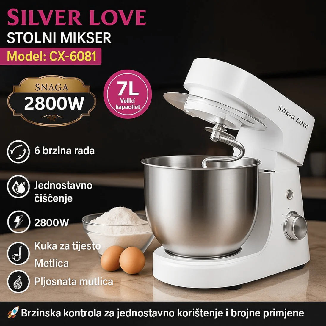 Silver Love kuhinjski mikser 2800 W