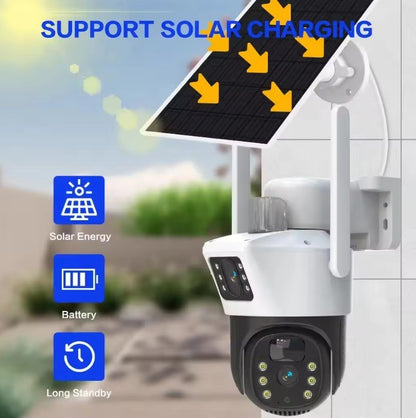 4K 8MP Solarna dvostruka kamera (4G / WiFi) – nadzor bez struje, 24/7
