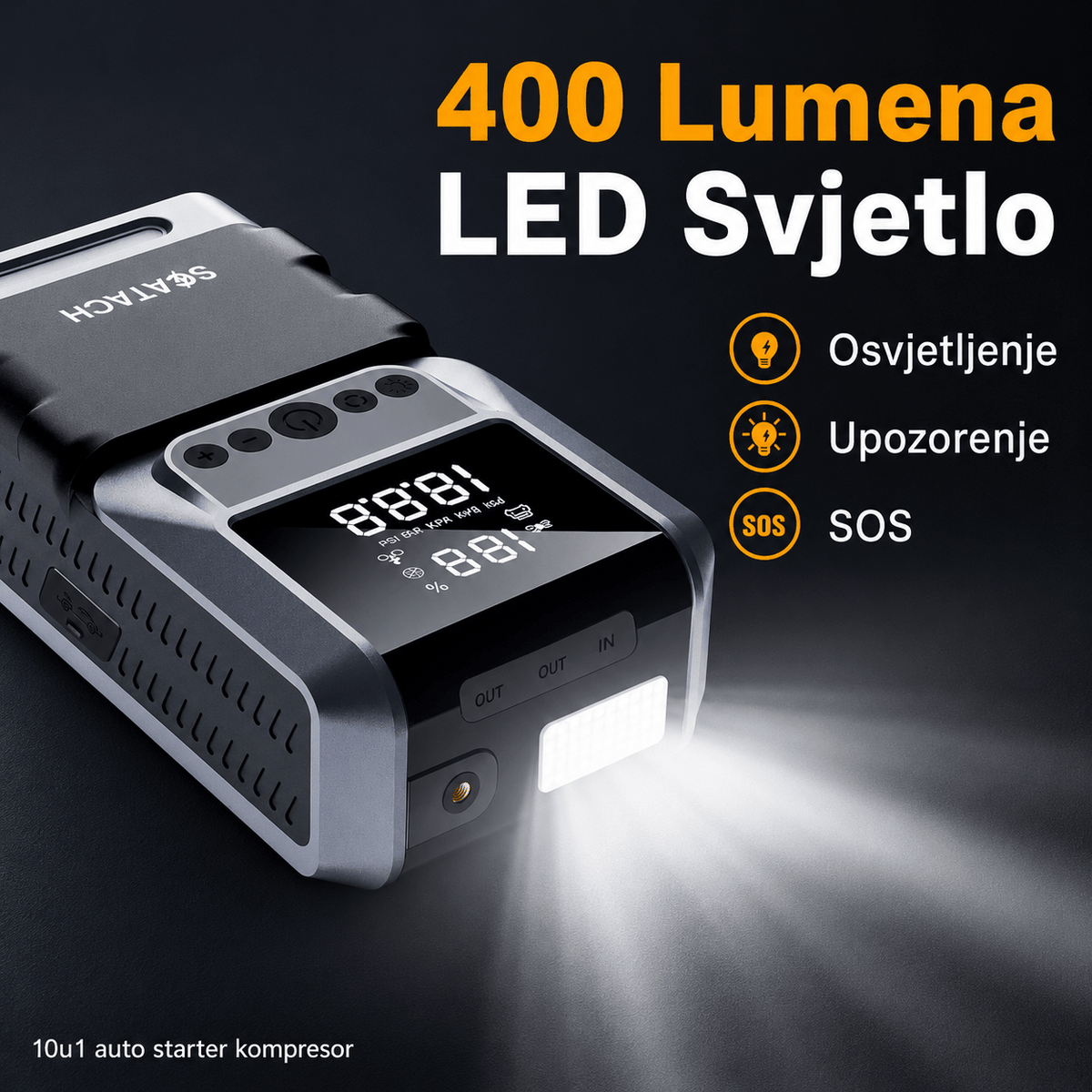 LED svjetlo 400 lumena – osvjetljenje, upozorenje, SOS