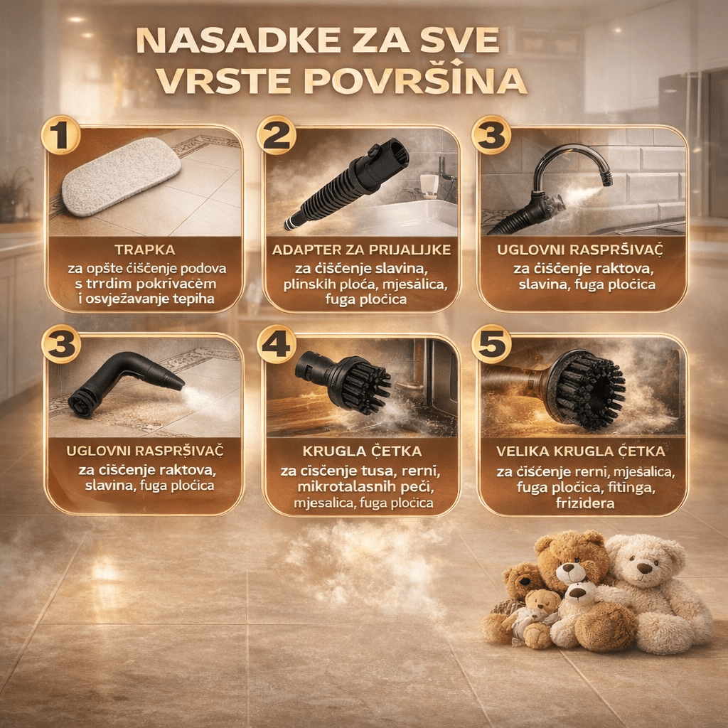 Nastavci parnog čistača za sve vrste površina