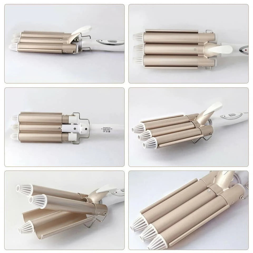 Trostruki keramički uvijač za kosu