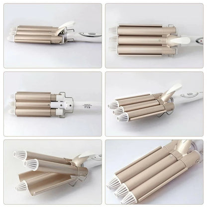 Trostruki keramički uvijač za kosu