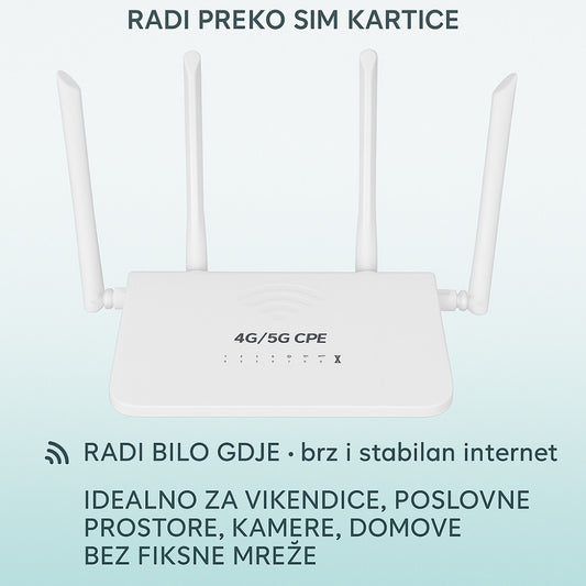 4G/5G CPE bežični ruter za SIM karticu – WiFi bez kablova i bez fiksne linije