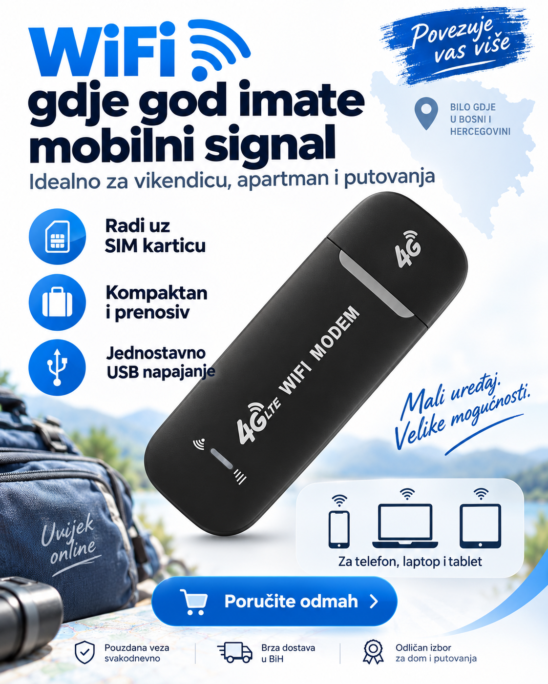4G WiFi modem – internet gdje god imate mobilni signal, za vikendicu, apartman i putovanja