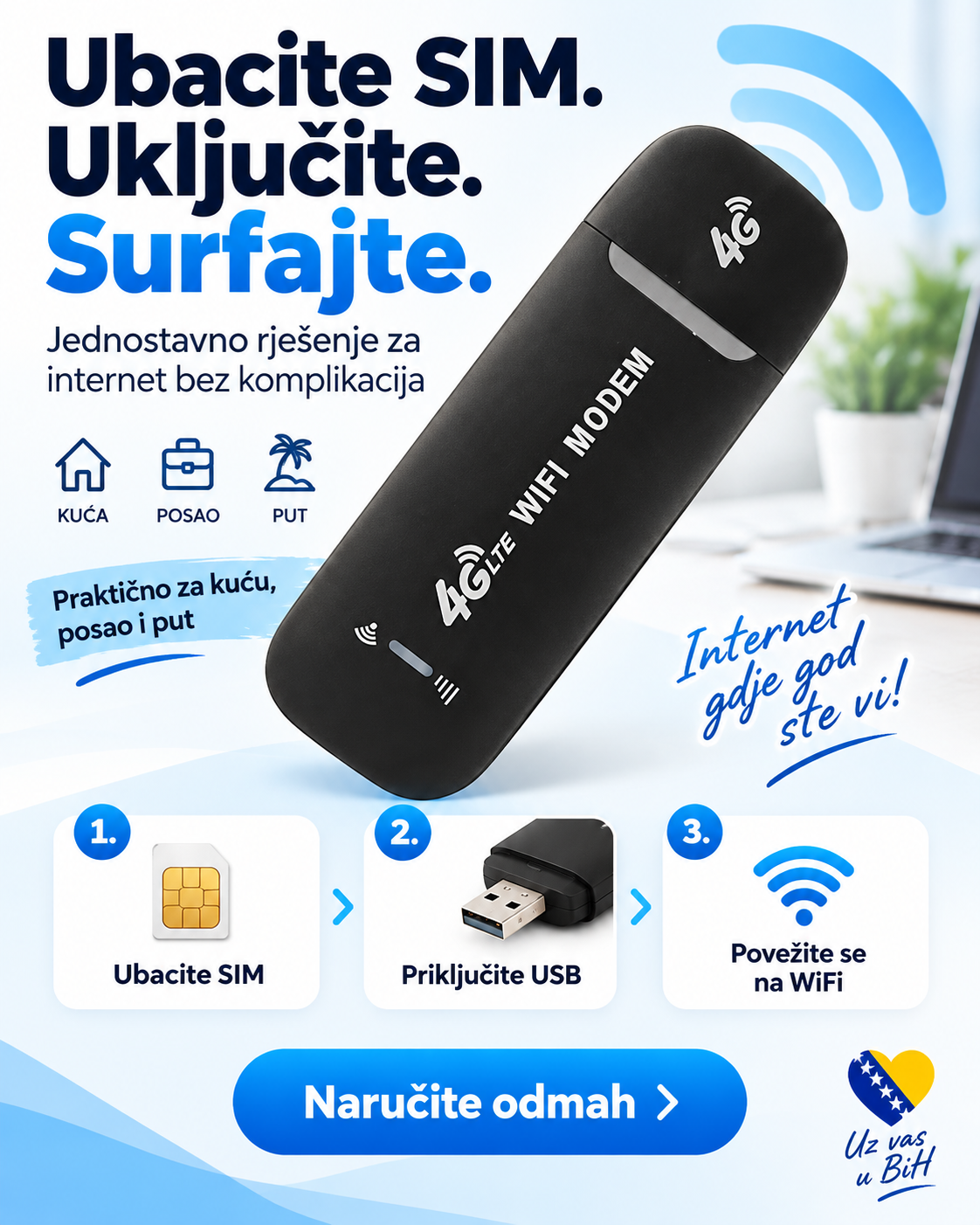 Kako se koristi 4G WiFi modem – ubacite SIM, priključite USB, povežite se na WiFi