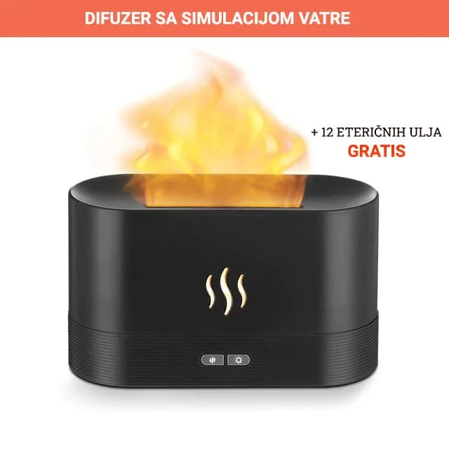 Difuzer sa simulacijom vatre + 12 eteričnih ulja gratis