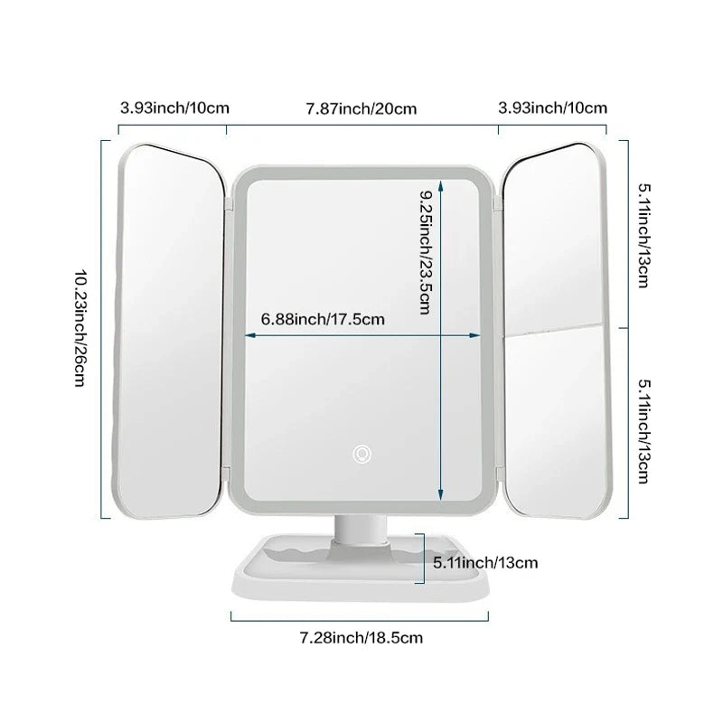 Dimenzije trifold LED ogledala