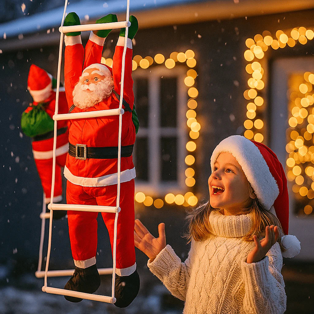 Dekoracija - Djed Mraz na ljestvicama