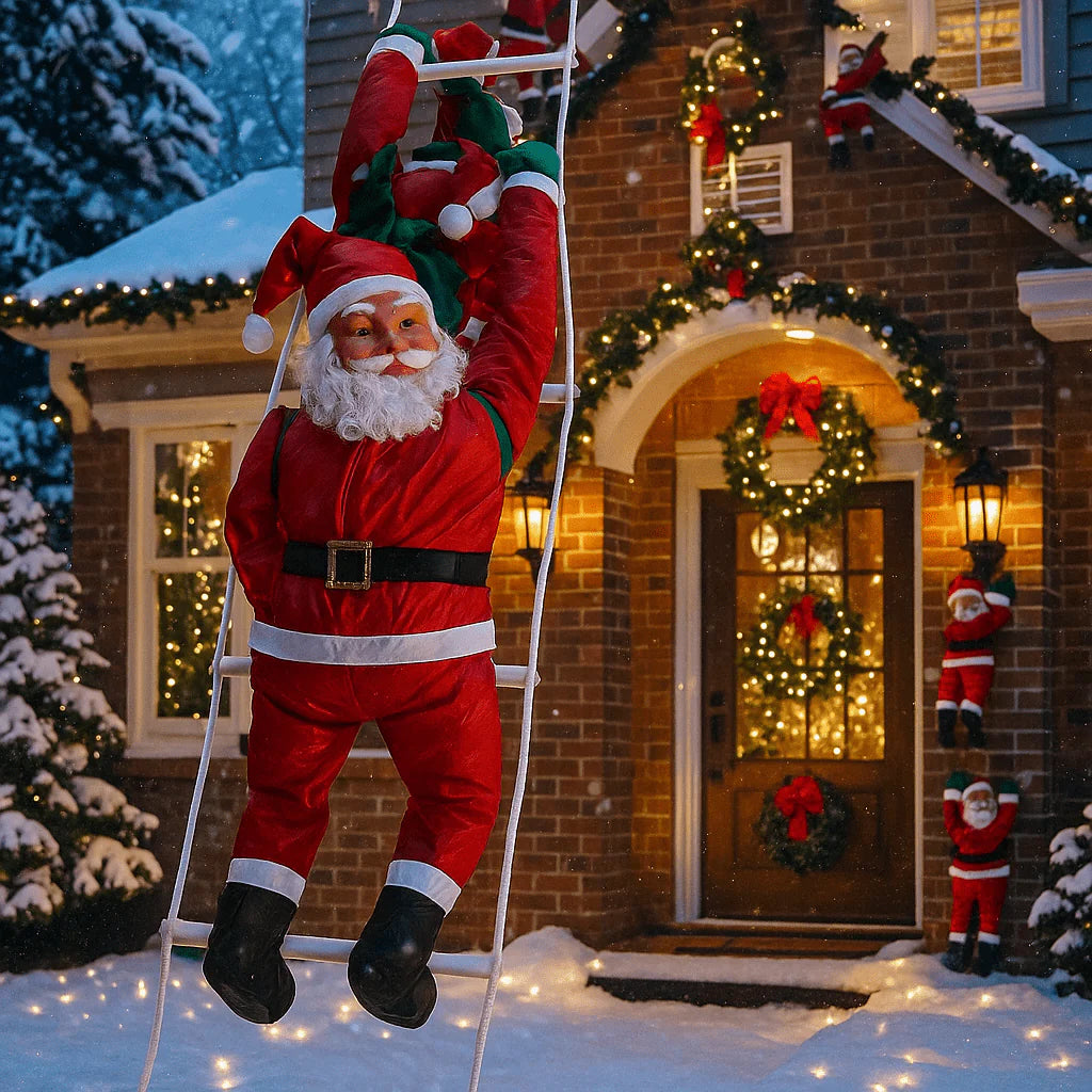 Dekoracija - Djed Mraz na ljestvicama