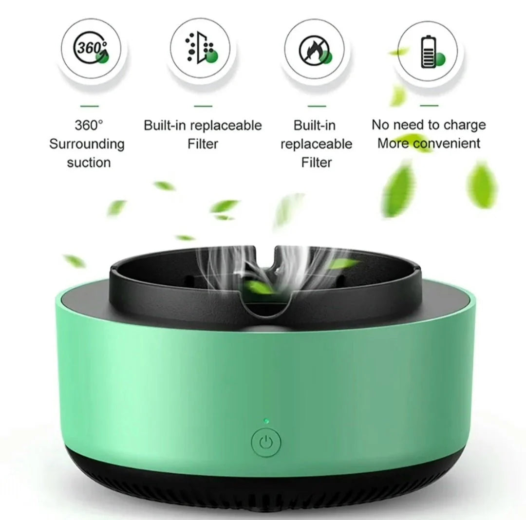 Zelena pepeljara sa usisom od 360 stepeni i filterom koji se mijenja