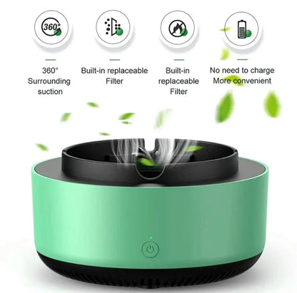 Zelena pepeljara sa usisom od 360 stepeni i filterom koji se mijenja