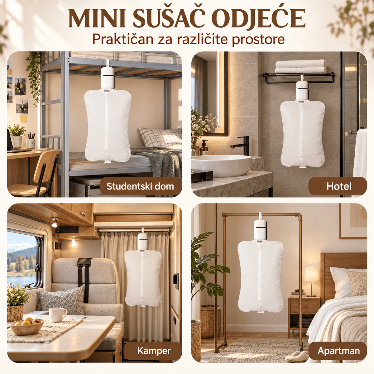 Mini sušilica u studentskom domu, hotelu, kamperu i stanu