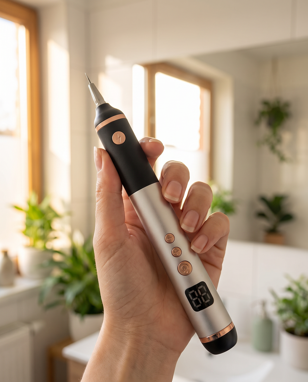 Plasma pen u ruci – uređaj za kućnu upotrebu za bradavice i pigmentne fleke