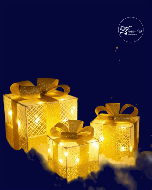 Set 3 svjetleće dekorativne poklon kutije