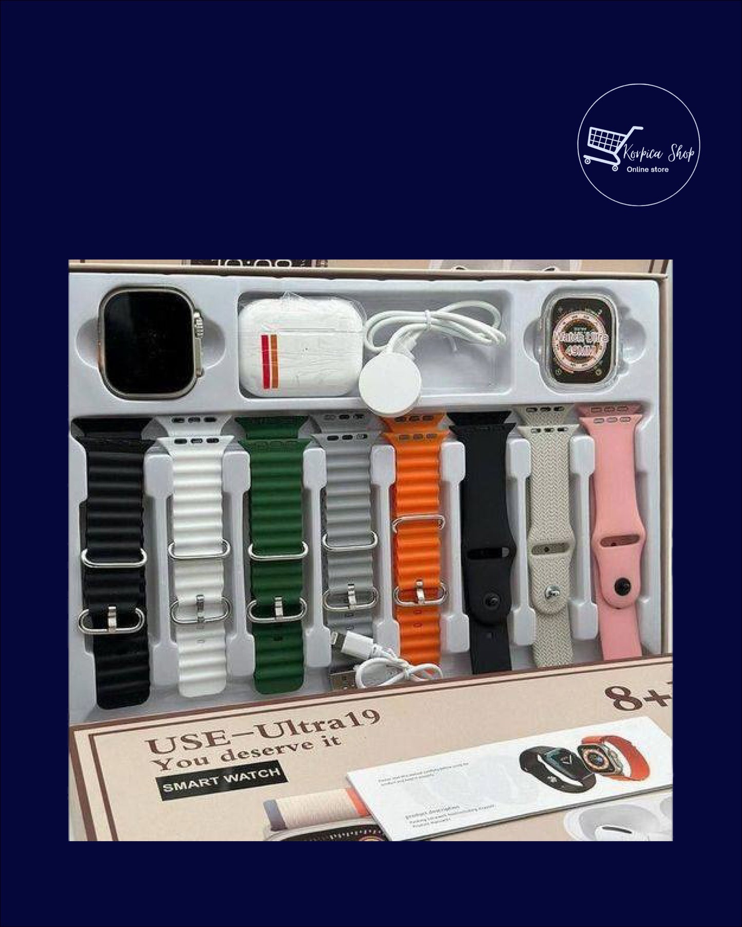 Pametni sat USE-Ultra19 + Bežične slušalice + 8 Narukvica