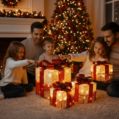 Set 3 svjetleće dekorativne poklon kutije